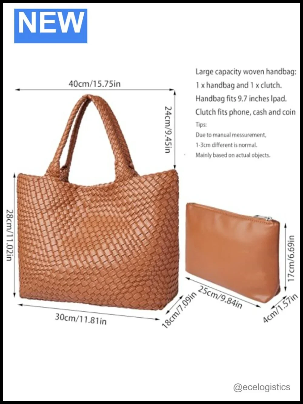 Woven Vegan Leather Tote Bag for Women Top Handle Shoulder Purse